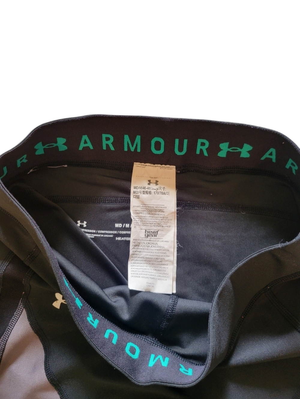 Under Armour Black & Teal Colorblock Leggings - Picture 5 of 5